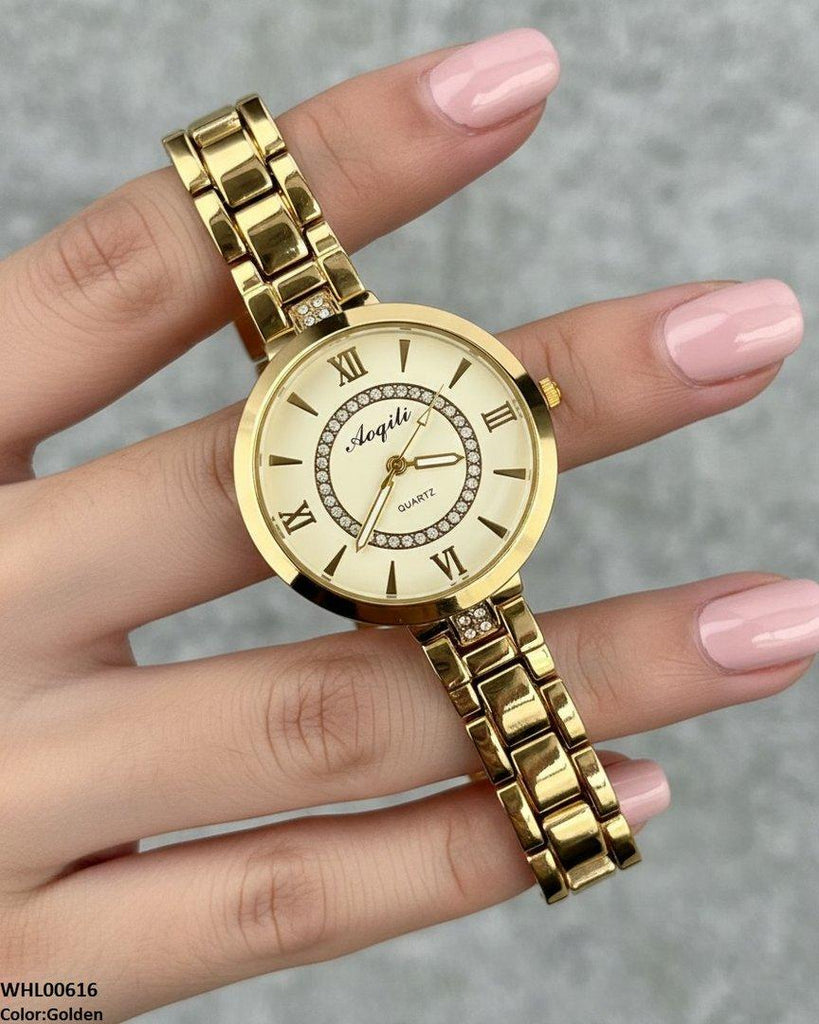 Double Round Stone Women's Watch
