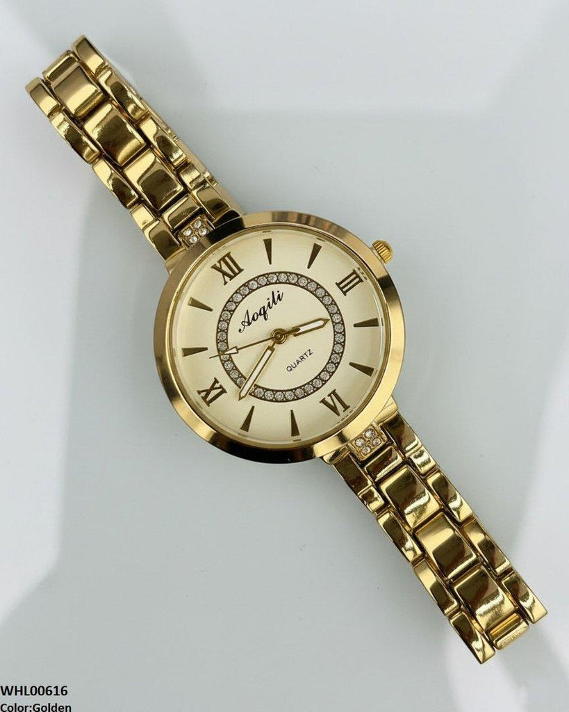 Double Round Stone Women's Watch