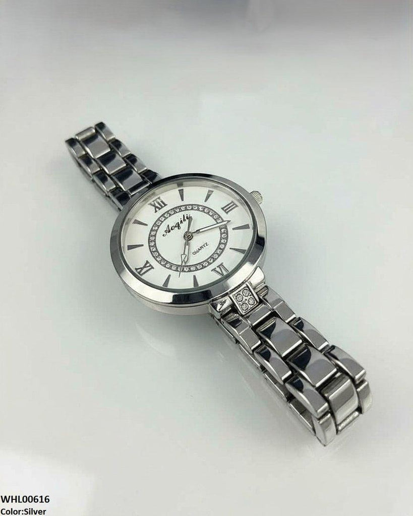 Double Round Stone Women's Watch
