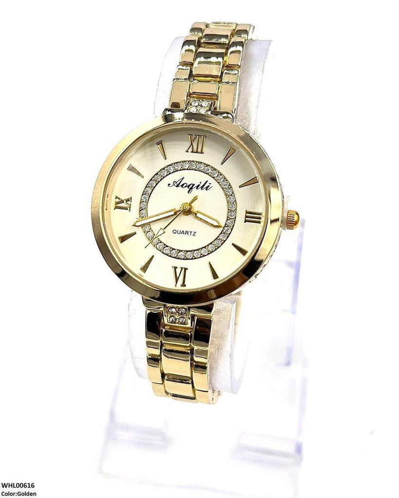 Double Round Stone Women's Watch