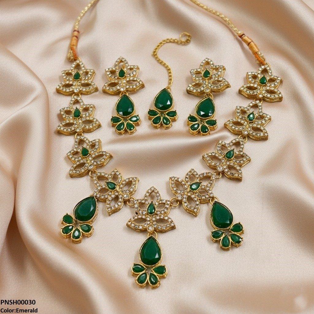 Flower Tear Drop Necklace Set