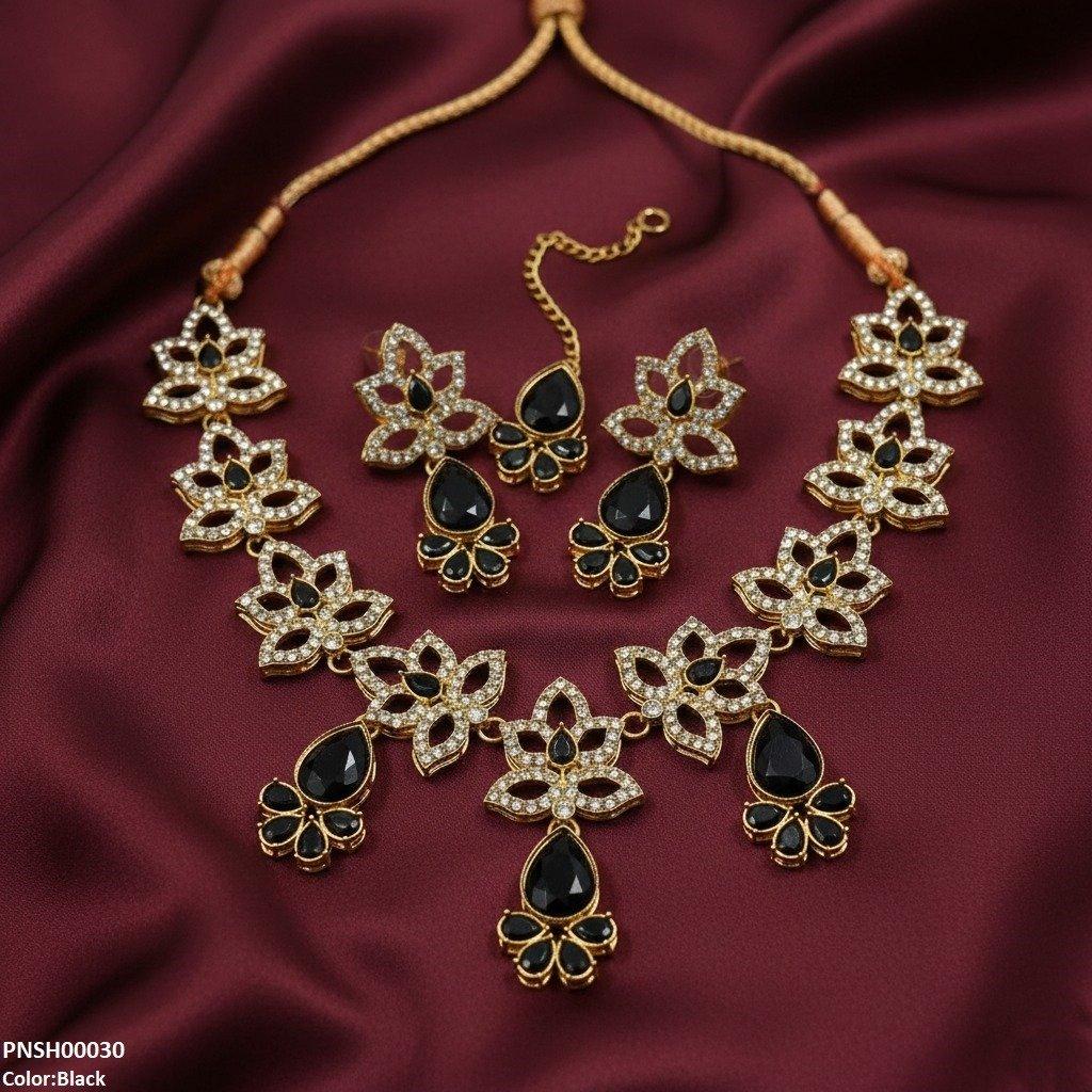 Flower Tear Drop Necklace Set