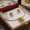 Oval Flower Pearl Drop Necklace Set