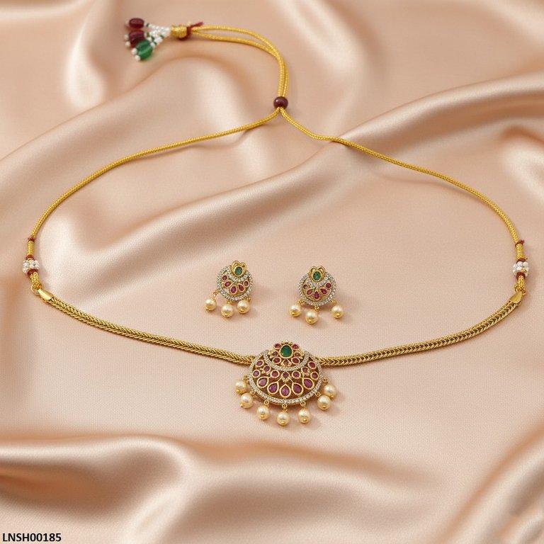 Moon Flower Pearl Drop Necklace Set