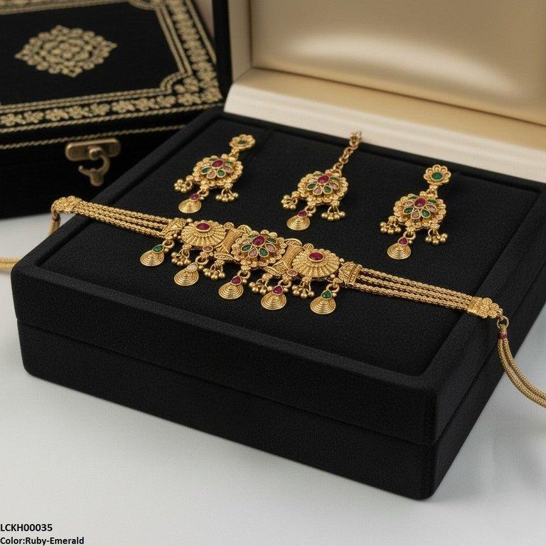 Flower Tear Drop Choker Set