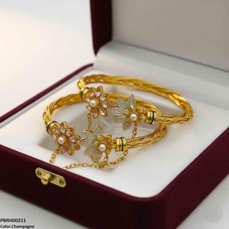 Flower Bangles Set Adjustable