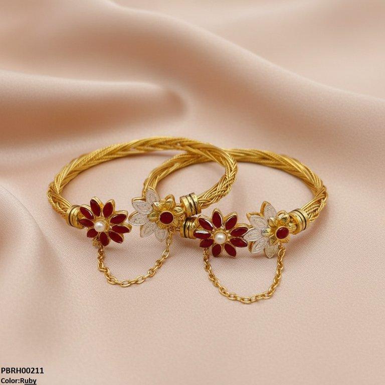 Flower Bangles Set Adjustable