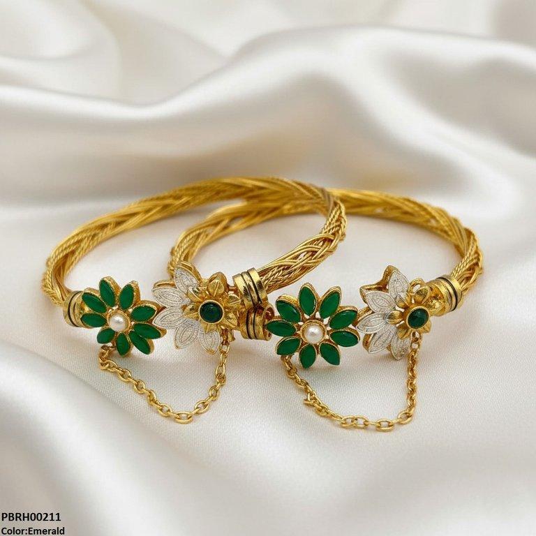 Flower Bangles Set Adjustable