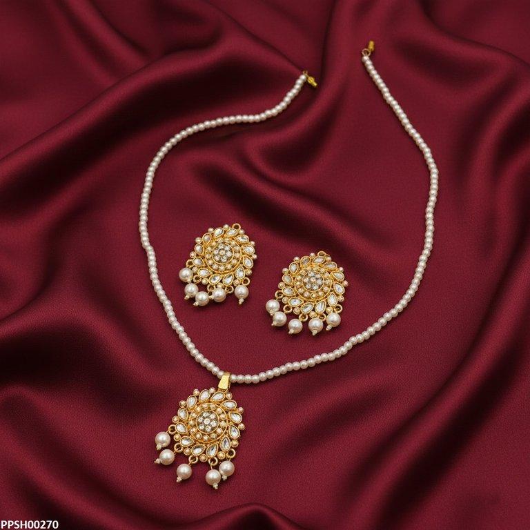Flower Pearl Drop Pendant Set