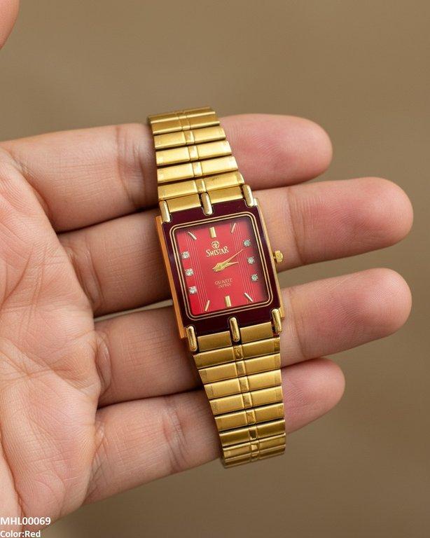 Rectangle Dial Stone Men's Watch