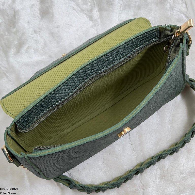 Willow Strap Jute Armpit Bag Green