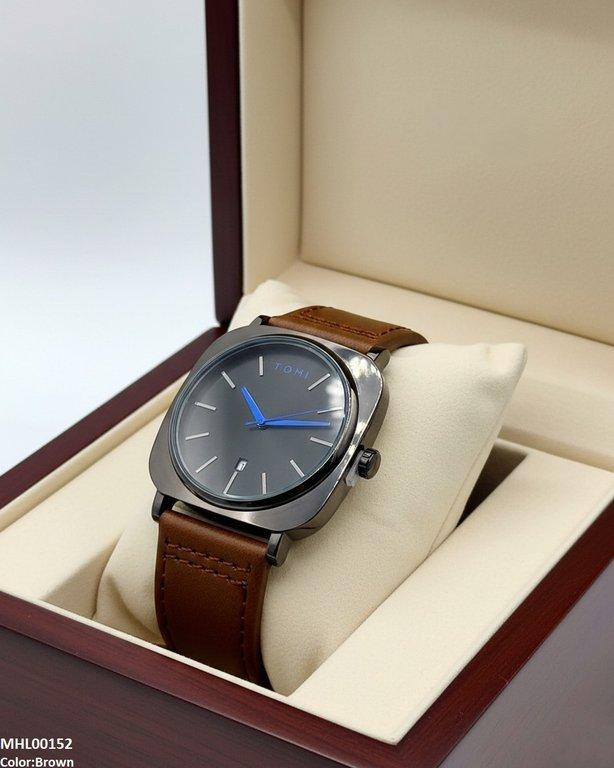 Round/Square Leather Strap Men's Watch