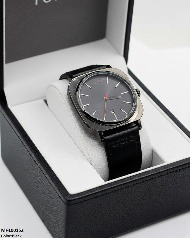 Round/Square Leather Strap Men's Watch