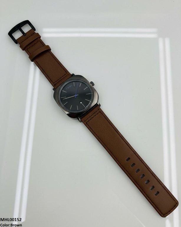 Round/Square Leather Strap Men's Watch