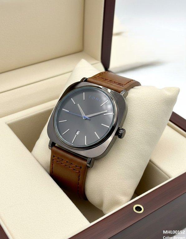 Round/Square Leather Strap Men's Watch