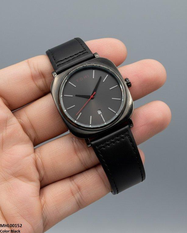 Round/Square Leather Strap Men's Watch