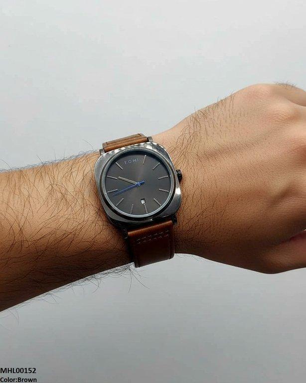 Round/Square Leather Strap Men's Watch