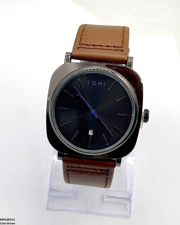 Round/Square Leather Strap Men's Watch