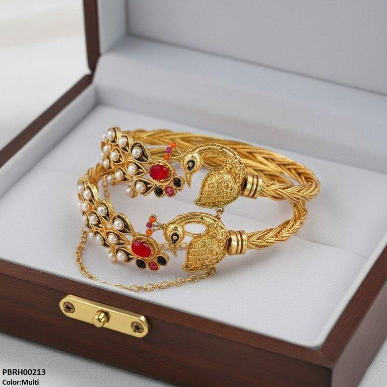 Peacock Round Bangles Set Adjustable