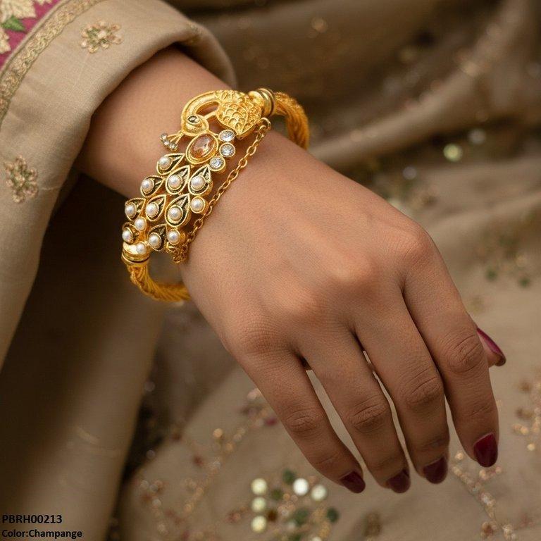 Peacock Round Bangles Set Adjustable