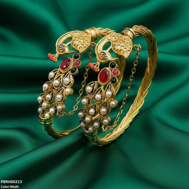 Peacock Round Bangles Set Adjustable