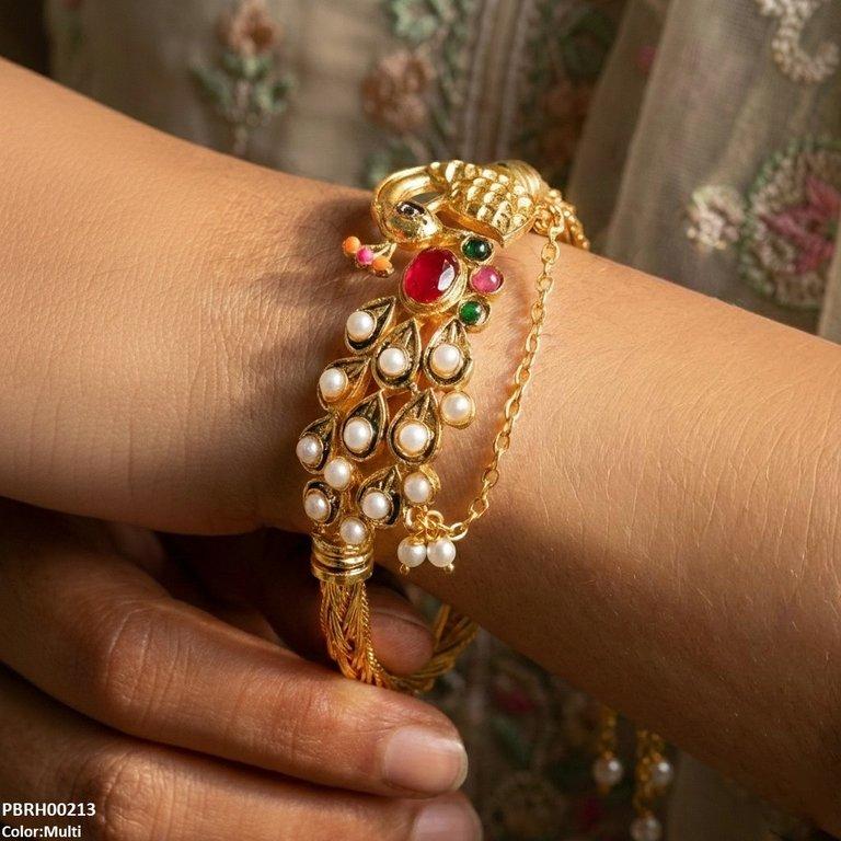 Peacock Round Bangles Set Adjustable