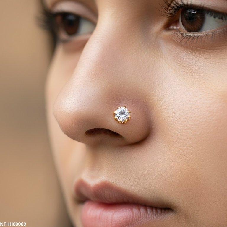 Round Stone Nose Pin