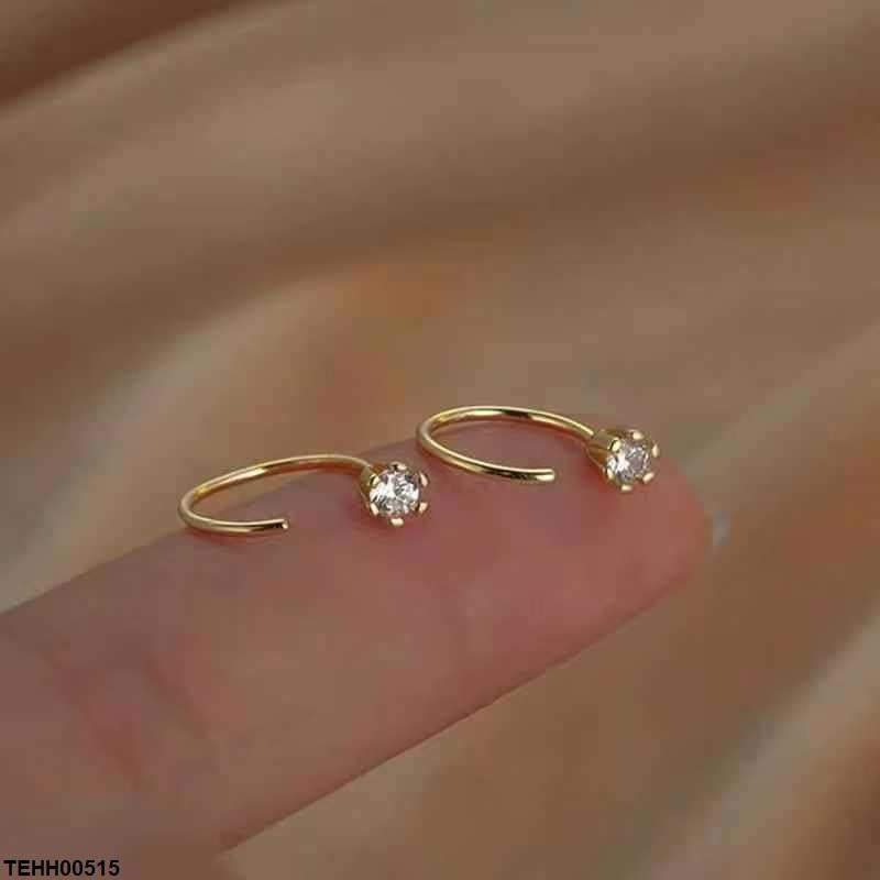 Round Stone Hoops Pair