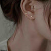 Round Stone Hoops Pair