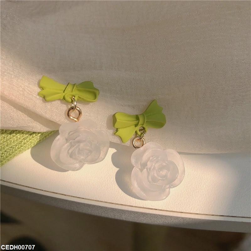 Bow Flower Drop Earrings