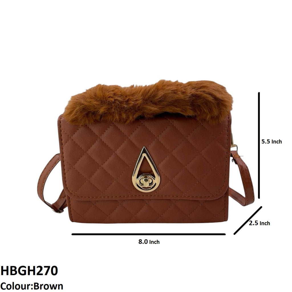 Fluffy Handle Cross body Bag