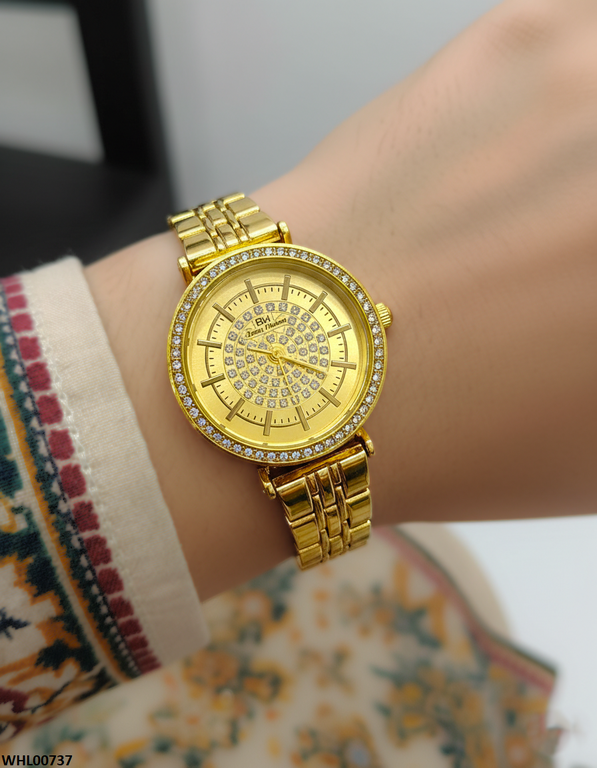 Round Stone Bezel Women's Watch