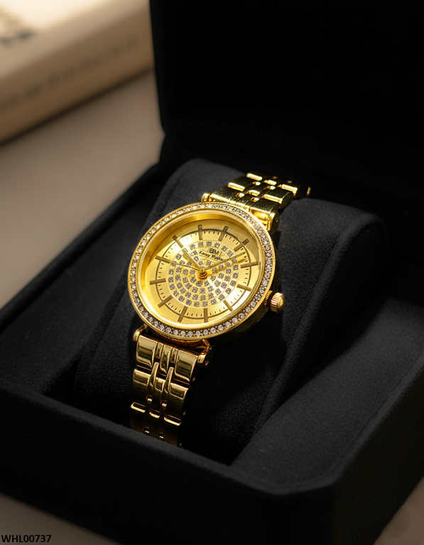 Round Stone Bezel Women's Watch