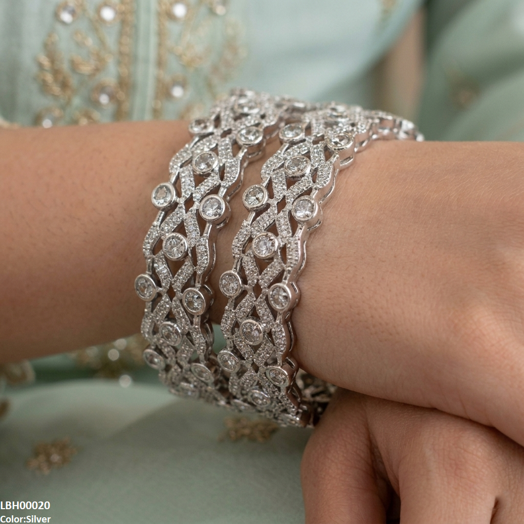 Round Stone Bangle Set