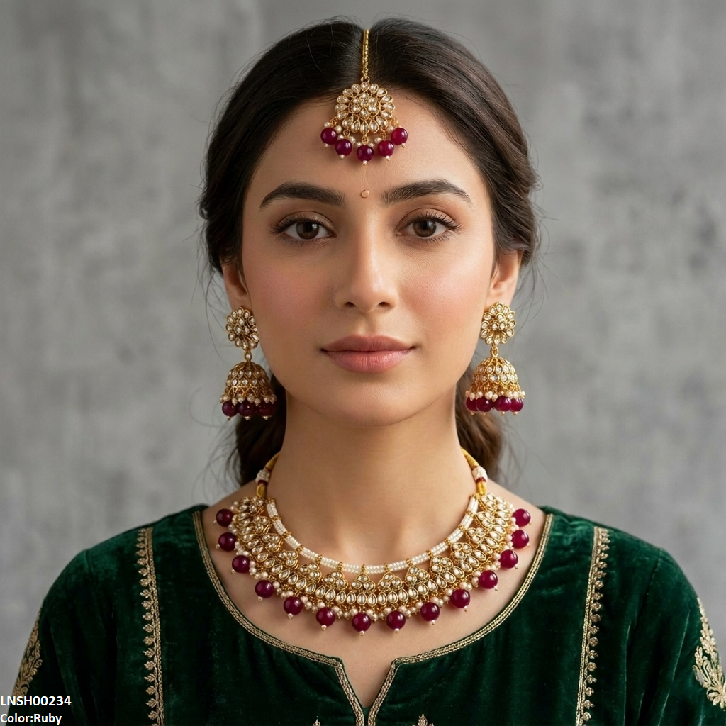 Tear Pearl Drop Rajwari Necklace Set