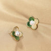 Painted Line Flower Stud Tops Pair