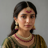 Square/Tear Pearl Drop Rajwari Necklace Set