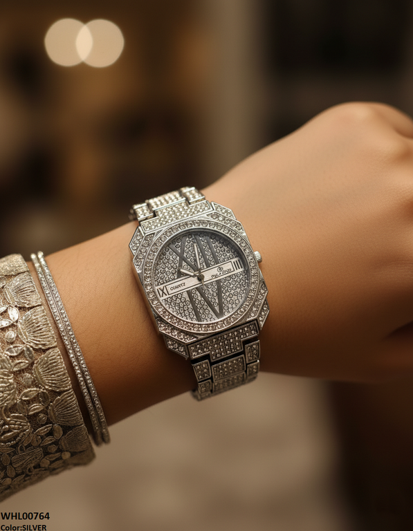 Round Rhinestone Dial Women's Watch