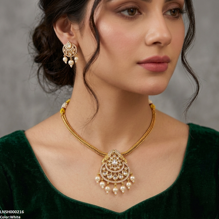 Tear Pearl Drop South Indian Necklace Set