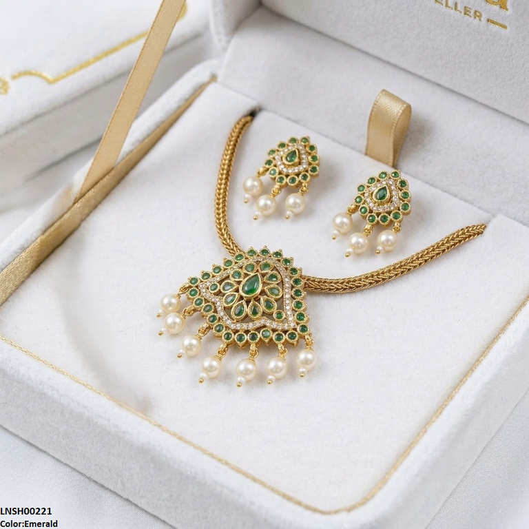 Round Pearl Drop South Indian Necklace Set