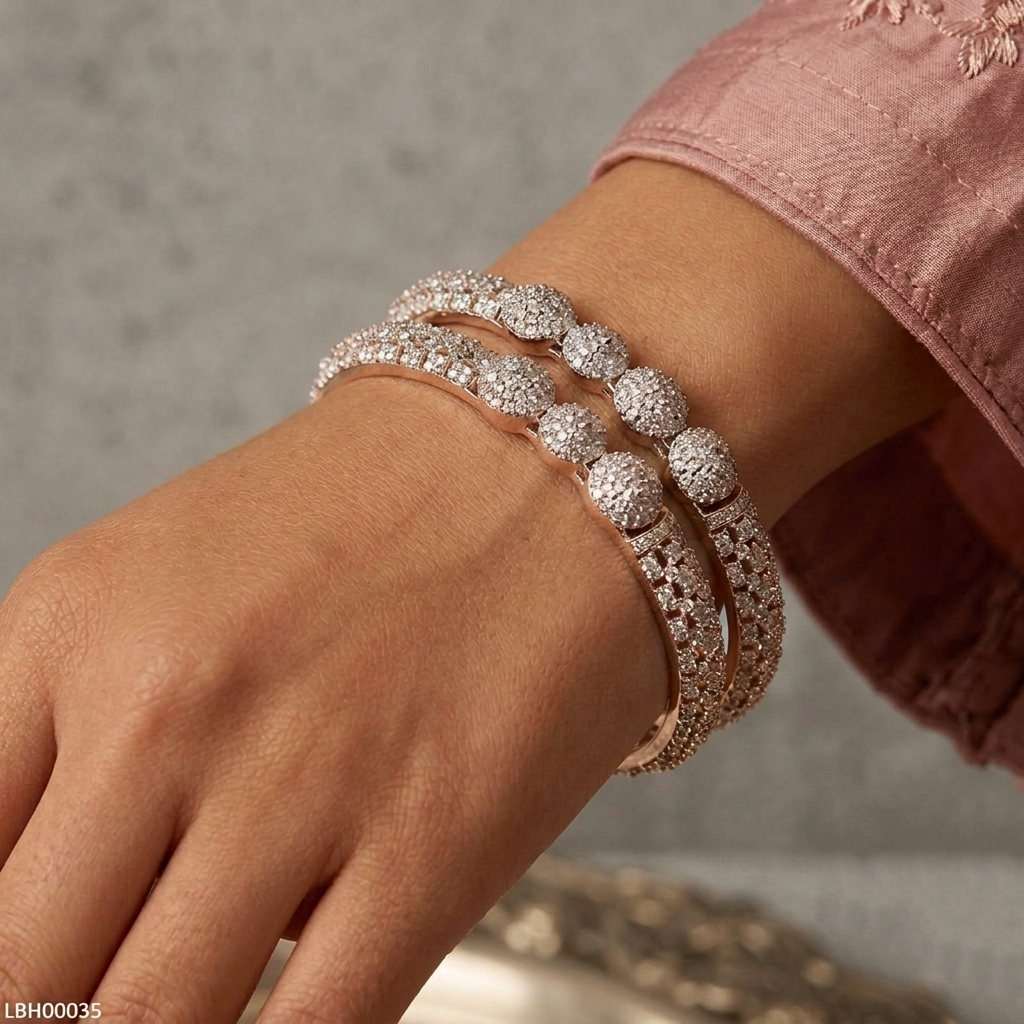 Round Stone Bangles Set