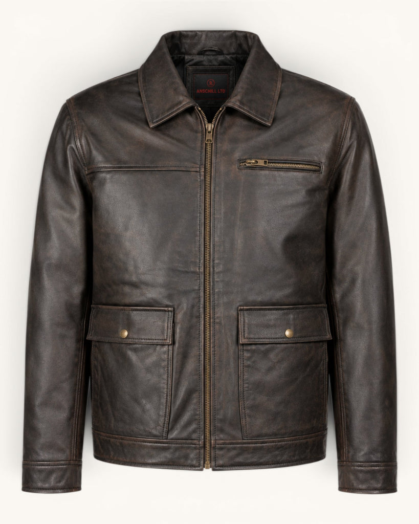 Men's Genuine Leather Jacket (J-0047)