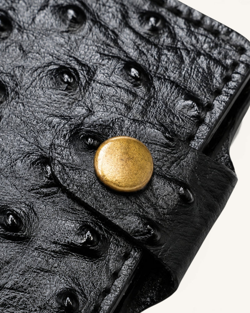 Handmade Genuine Leather Wallet (HM-003 Ostrich Black)