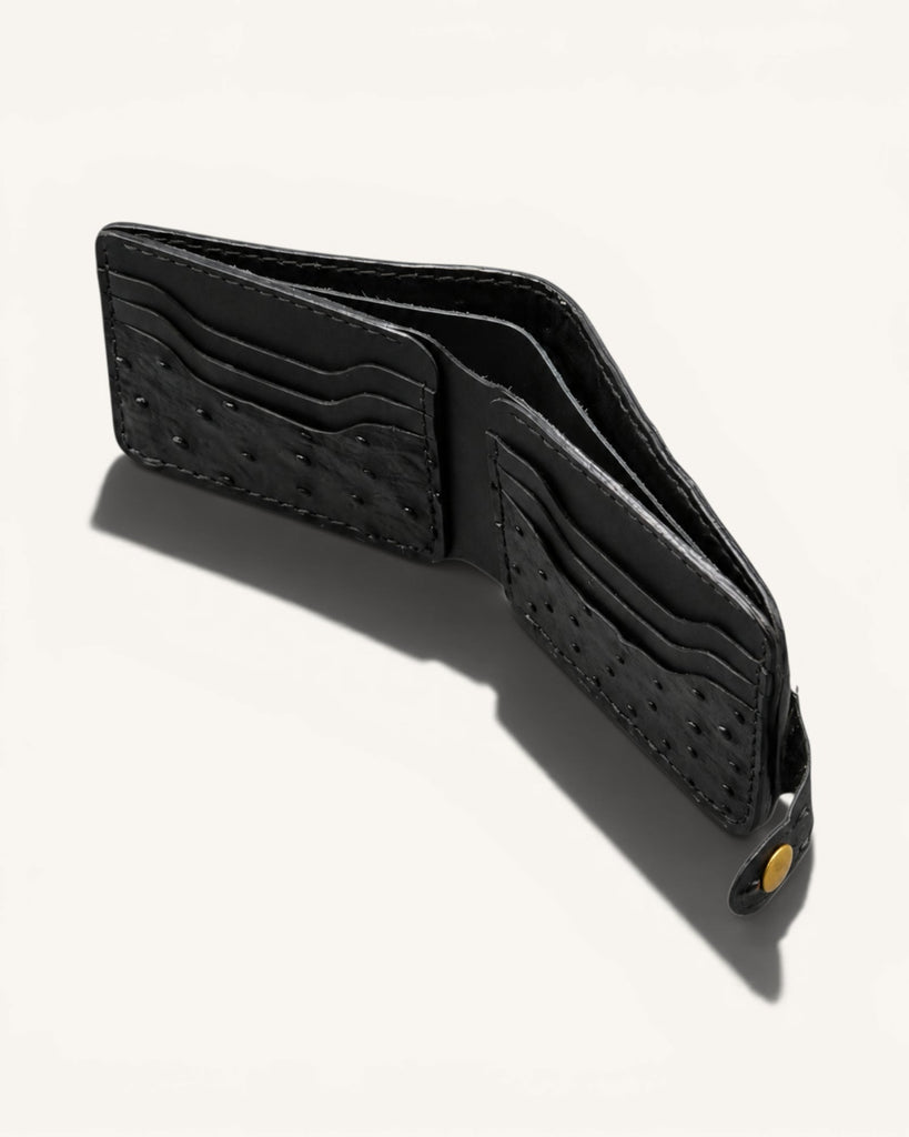 Handmade Genuine Leather Wallet (HM-003 Ostrich Black)
