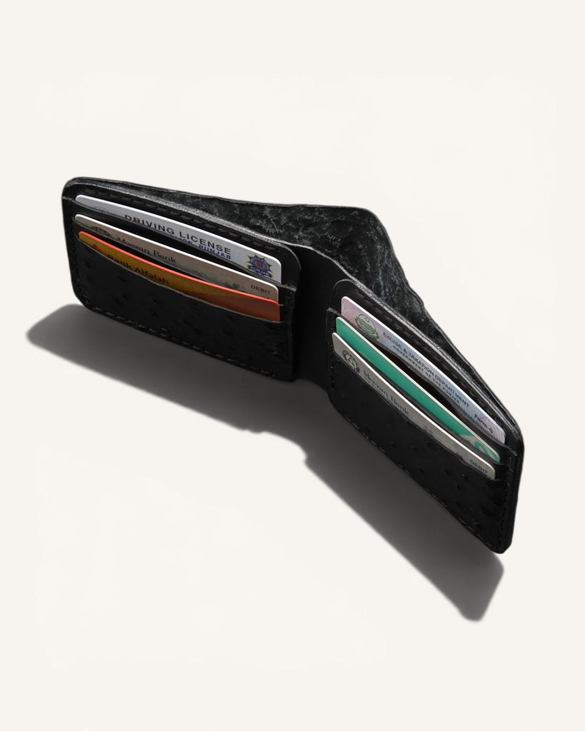 Handmade Genuine Leather Wallet (HM-004 Ostrich Black)