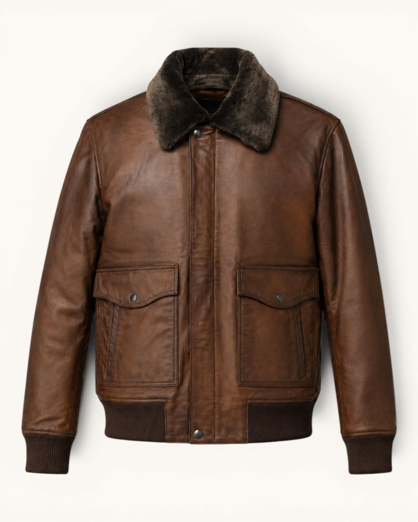 Men's Genuine Leather Jacket (J-0046)