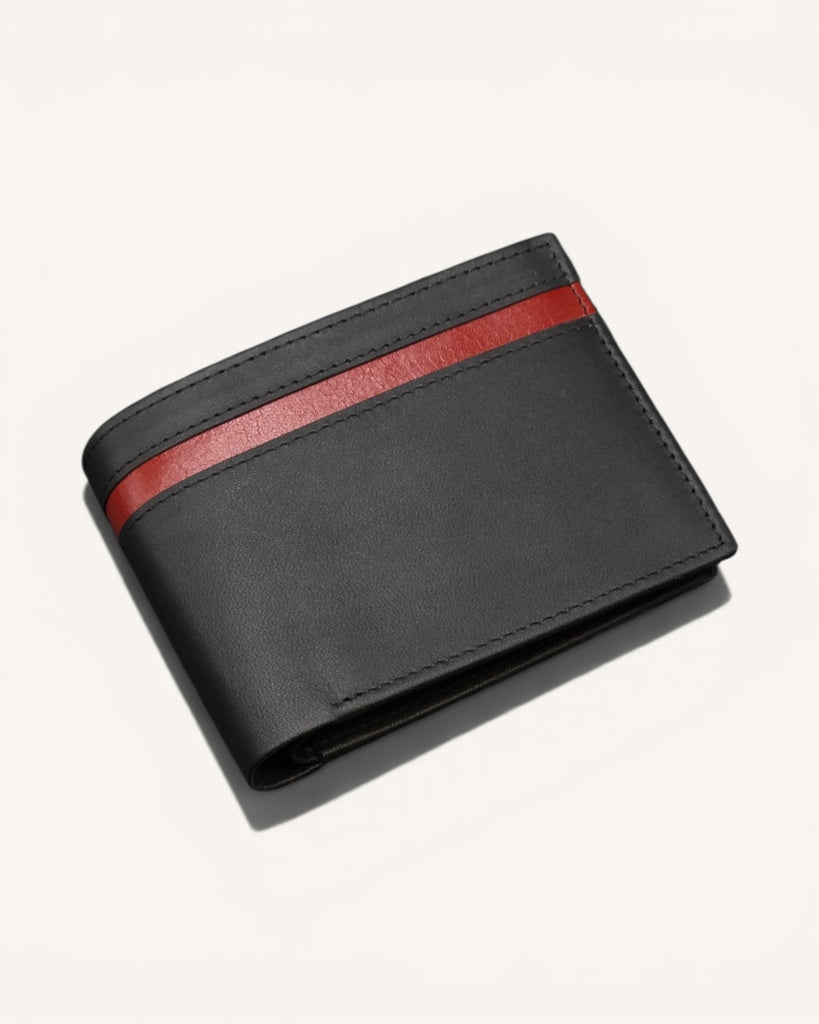 Genuine Leather Wallet (W-112 RED Stripe)
