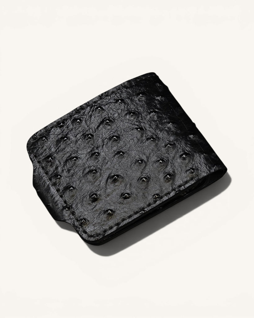 Handmade Genuine Leather Wallet (HM-003 Ostrich Black)