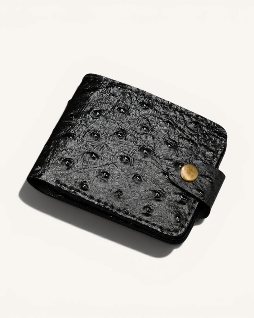 Handmade Genuine Leather Wallet (HM-003 Ostrich Black)