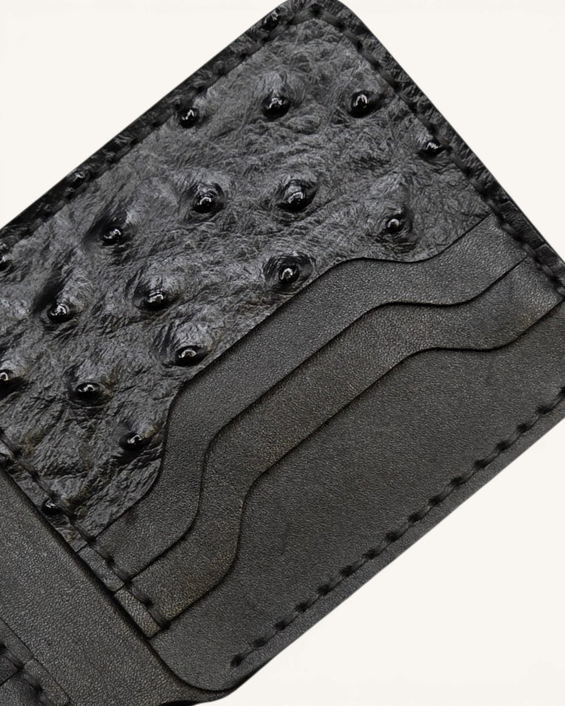Handmade Genuine Leather Wallet (HM-003 Ostrich Black)